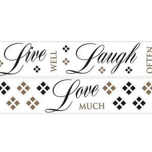 RoomMates Wall Decals - Live Laugh Love - Black